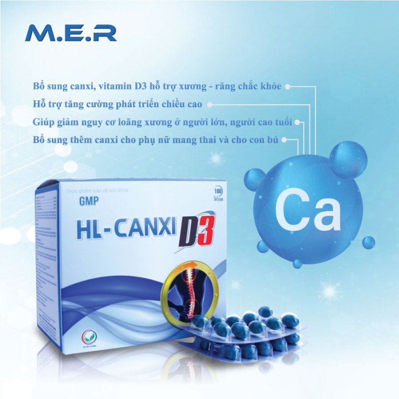 Viên uống HL - CANXI D3 bổ sung Canxi D3 ngừa loãng xương | CÔNG TY TNHH M.E.R