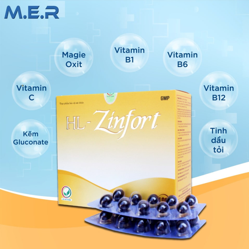 Viên uống HL-ZINFORT hỗ trợ bổ sung vitamin C và kẽm | CÔNG TY TNHH M.E.R